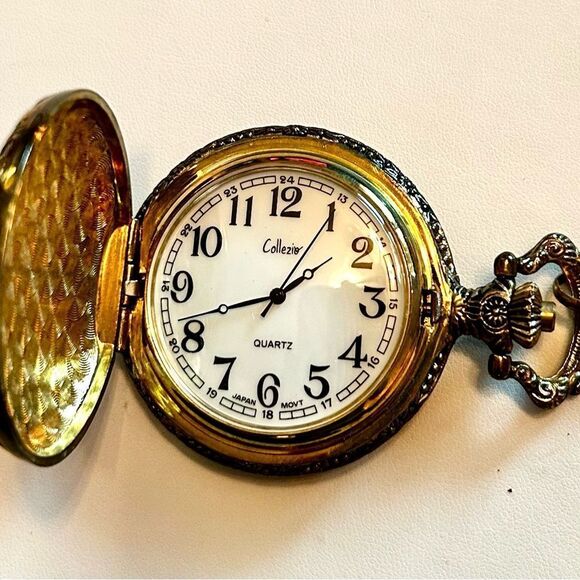 Vintage Dark Gold Toned Horse Pocket Watch Pendant - Picture 4 of 5